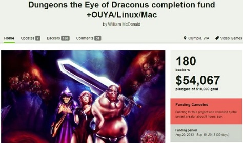 "Dungeons: The Eye of Draconus" was disqualified from the Free the Games Fund after the rules were revised. Image from Joystiq.