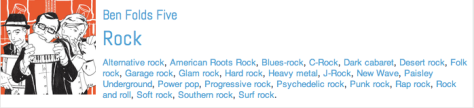 The "rock" category on PledgeMusic's genres page features many subgenres visitors can use for searches.